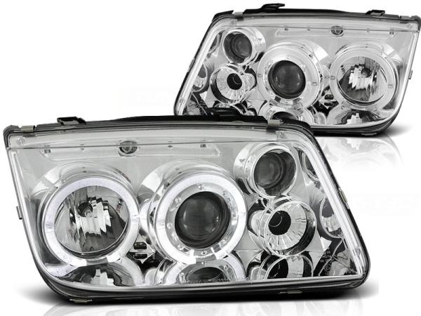 LED Angel Eyes Scheinwerfer für VW Bora 98-05 chrom